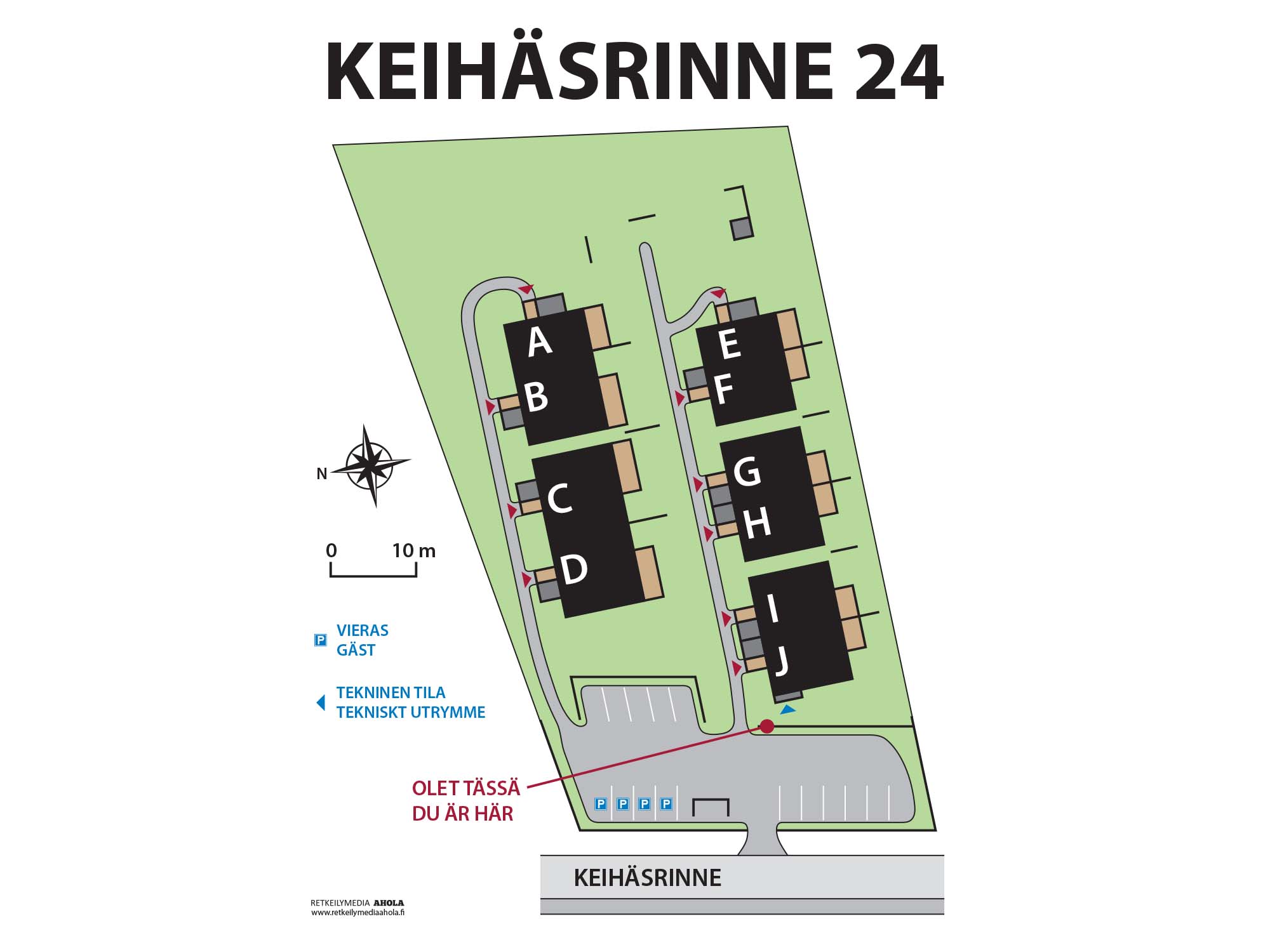 Esimerkki taloyhtiön pihakartasta | Karttaopasteet.fi Esimerkki taloyhtiön pihakartasta | Karttaopasteet.fi