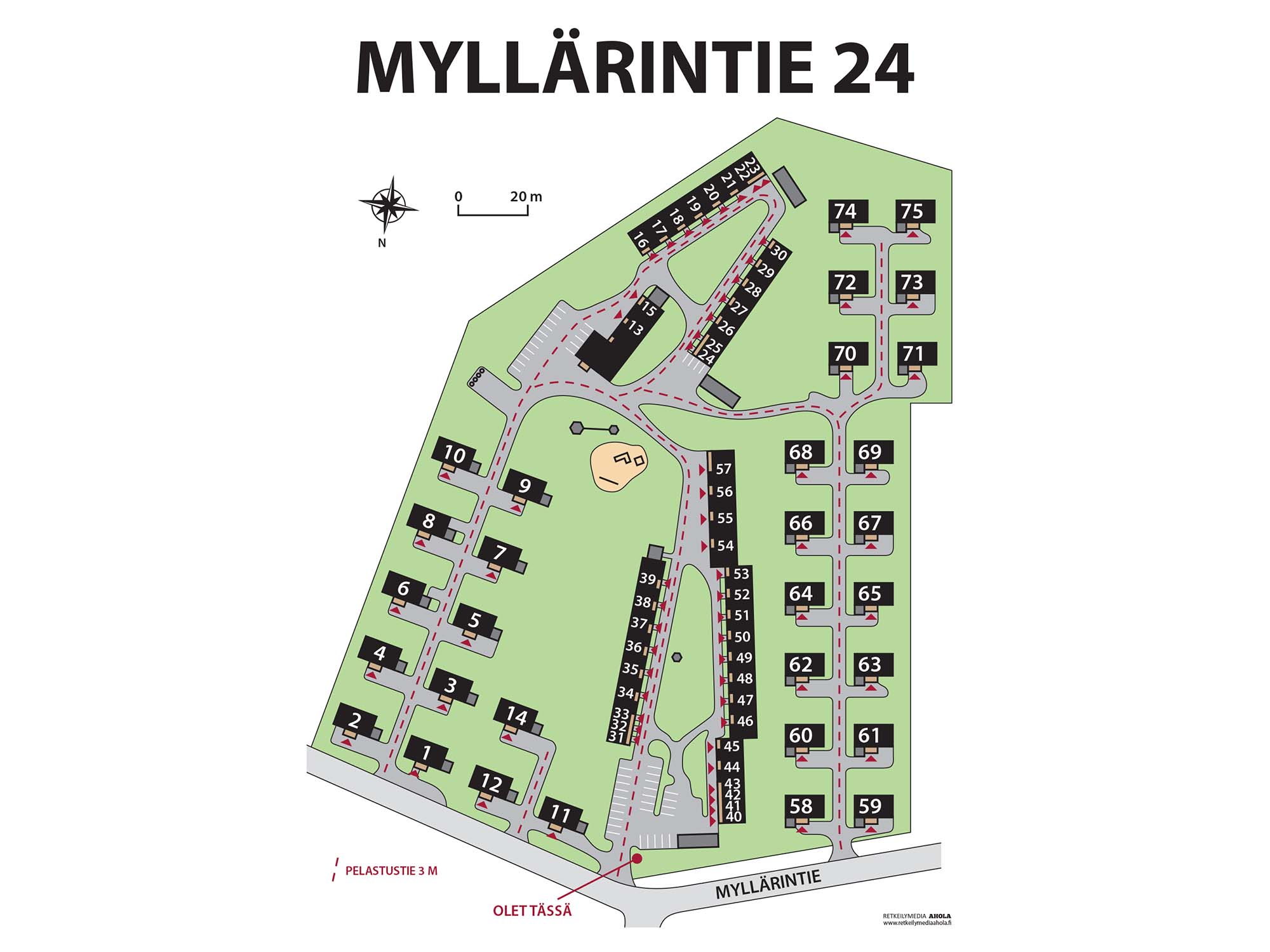 Esimerkki taloyhtiön pihakartasta | Karttaopasteet.fi Esimerkki taloyhtiön pihakartasta | Karttaopasteet.fi