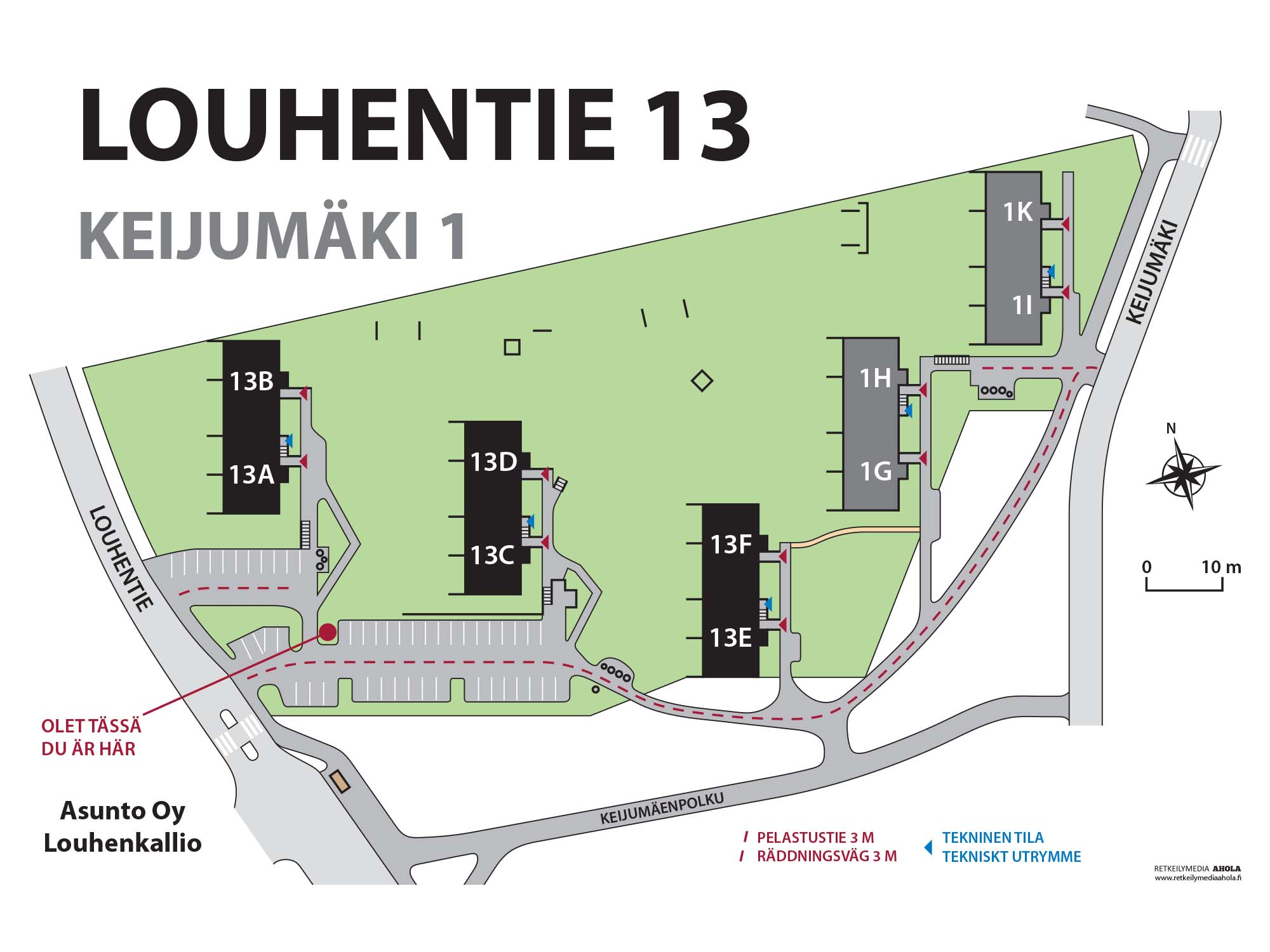 Esimerkki taloyhtiön pihakartasta | Karttaopasteet.fi Esimerkki taloyhtiön pihakartasta | Karttaopasteet.fi