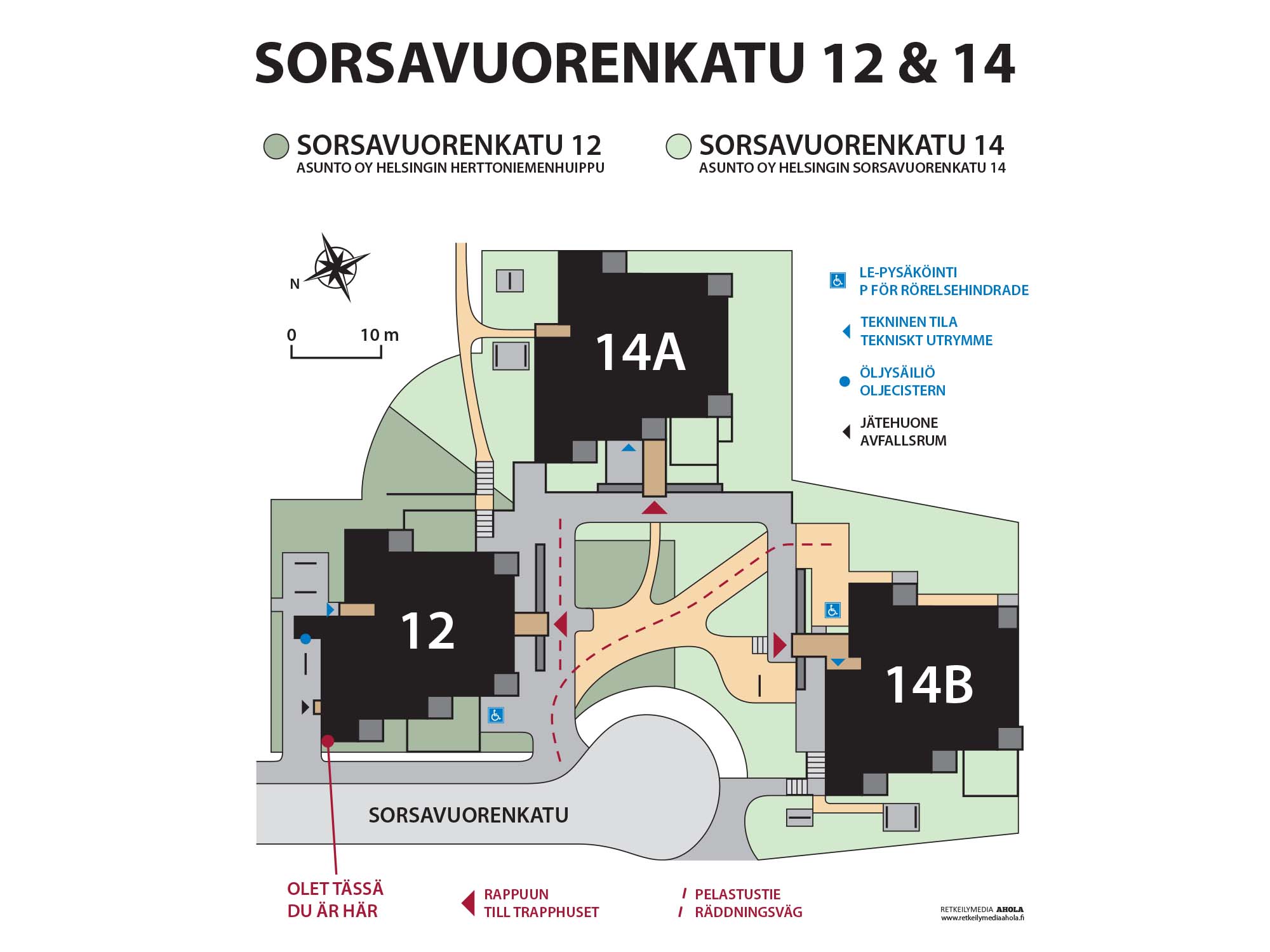 Esimerkki taloyhtiön pihakartasta | Karttaopasteet.fi Esimerkki taloyhtiön pihakartasta | Karttaopasteet.fi