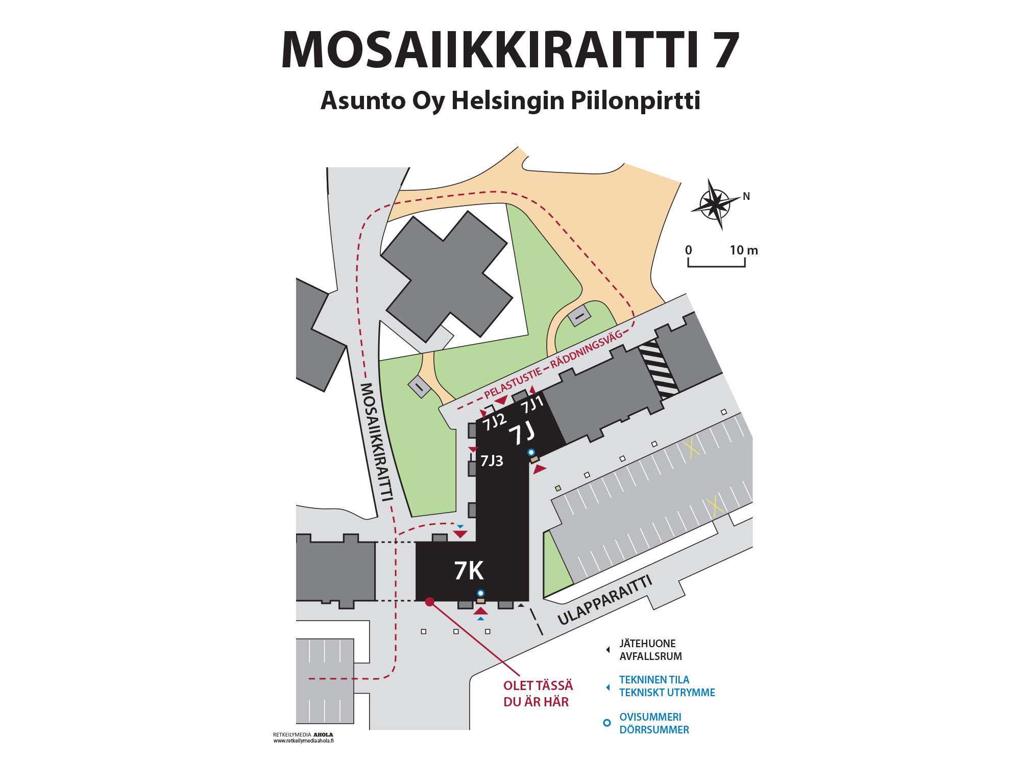 Esimerkki taloyhtiön pihakartasta | Karttaopasteet.fi Esimerkki taloyhtiön pihakartasta | Karttaopasteet.fi