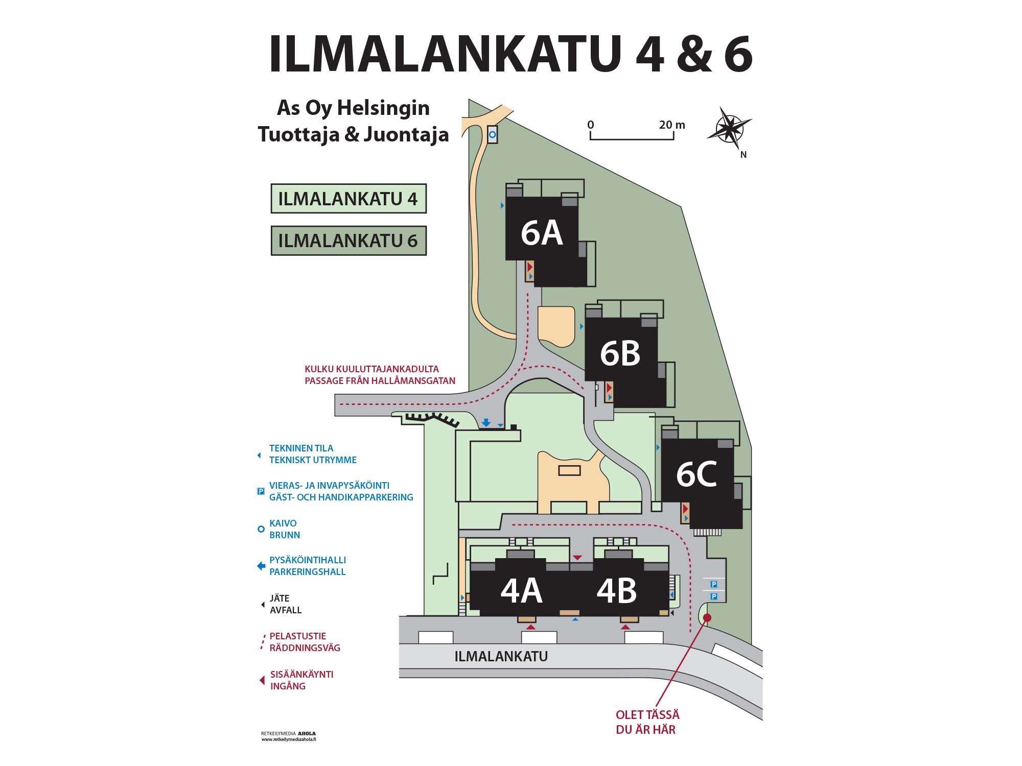Esimerkki taloyhtiön pihakartasta | Karttaopasteet.fi Esimerkki taloyhtiön pihakartasta | Karttaopasteet.fi