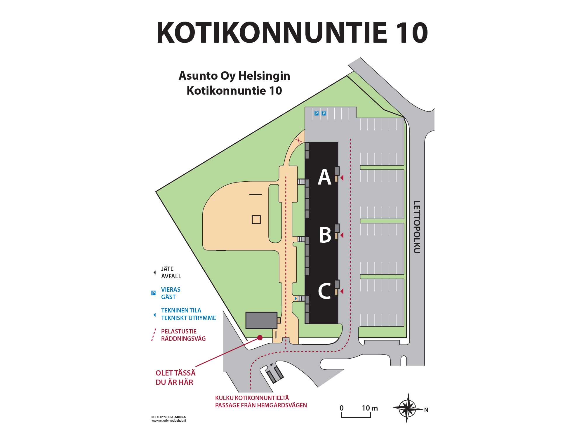 Esimerkki taloyhtiön pihakartasta | Karttaopasteet.fi Esimerkki taloyhtiön pihakartasta | Karttaopasteet.fi
