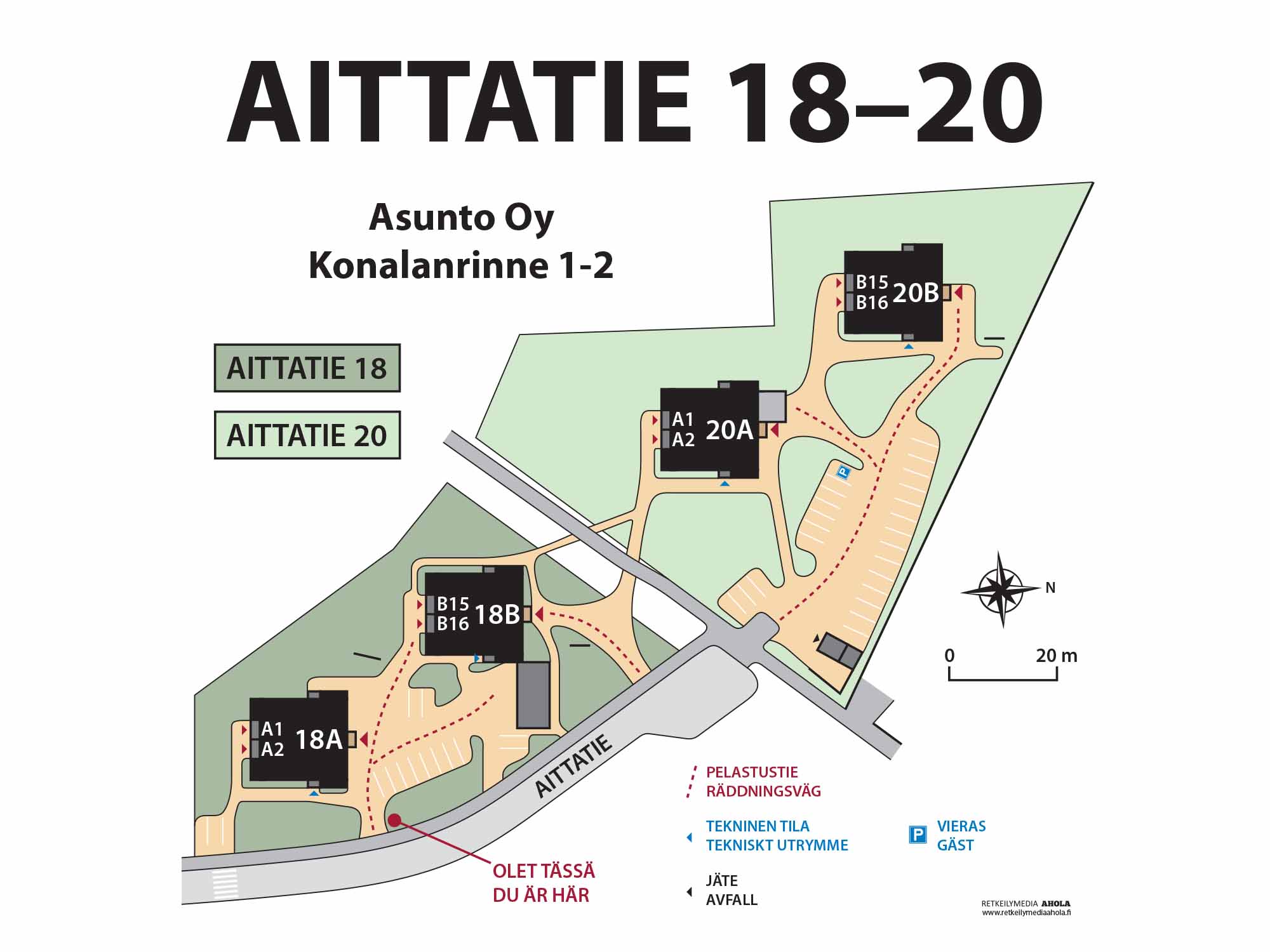 Esimerkki taloyhtiön pihakartasta | Karttaopasteet.fi Esimerkki taloyhtiön pihakartasta | Karttaopasteet.fi
