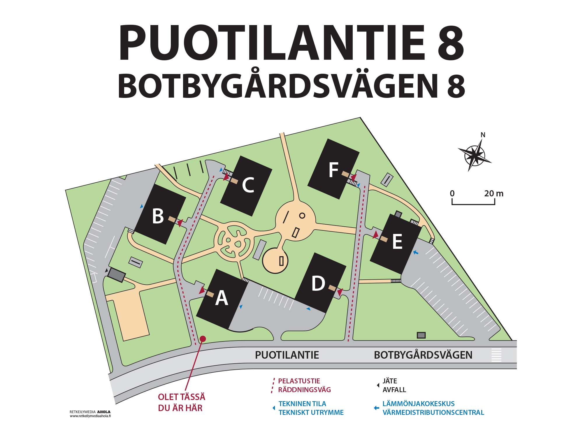 Esimerkki taloyhtiön pihakartasta | Karttaopasteet.fi Esimerkki taloyhtiön pihakartasta | Karttaopasteet.fi